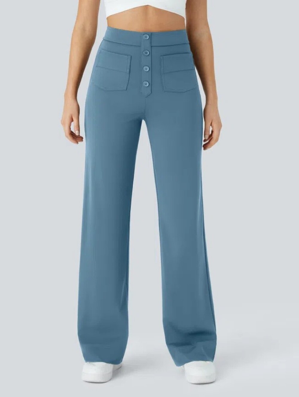 NWOT Halara Daystretch High-Rise Wide Leg Pants in Mid Blue